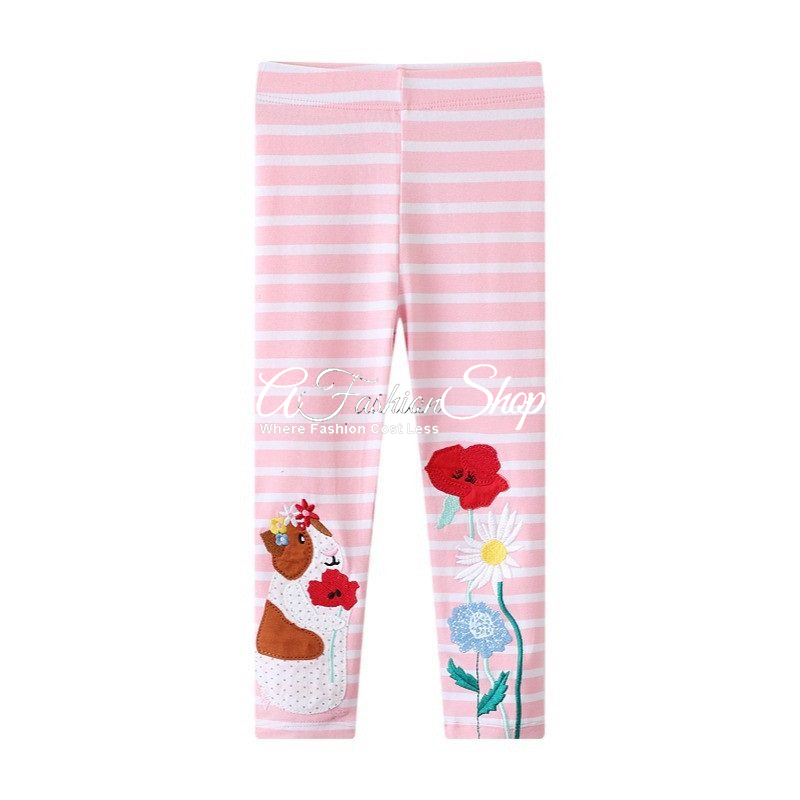 Jolie Girl Cute Capybara Pink Stripes Leggings 2-7T