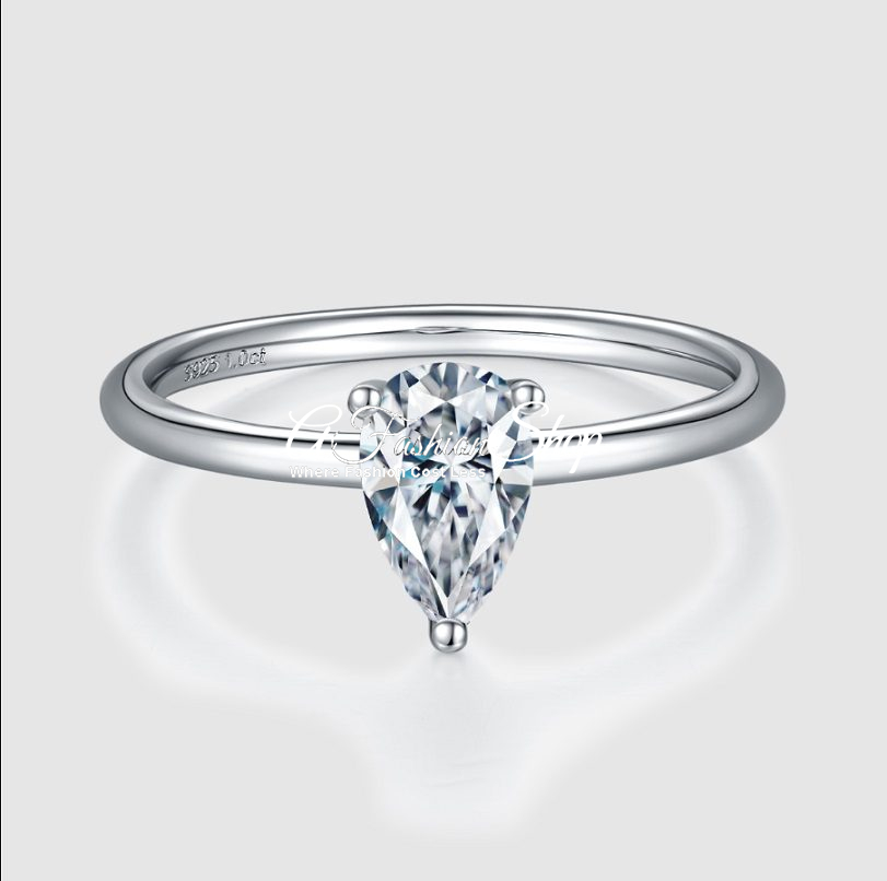 Women Pear Cut Radiant Moissanite Ring