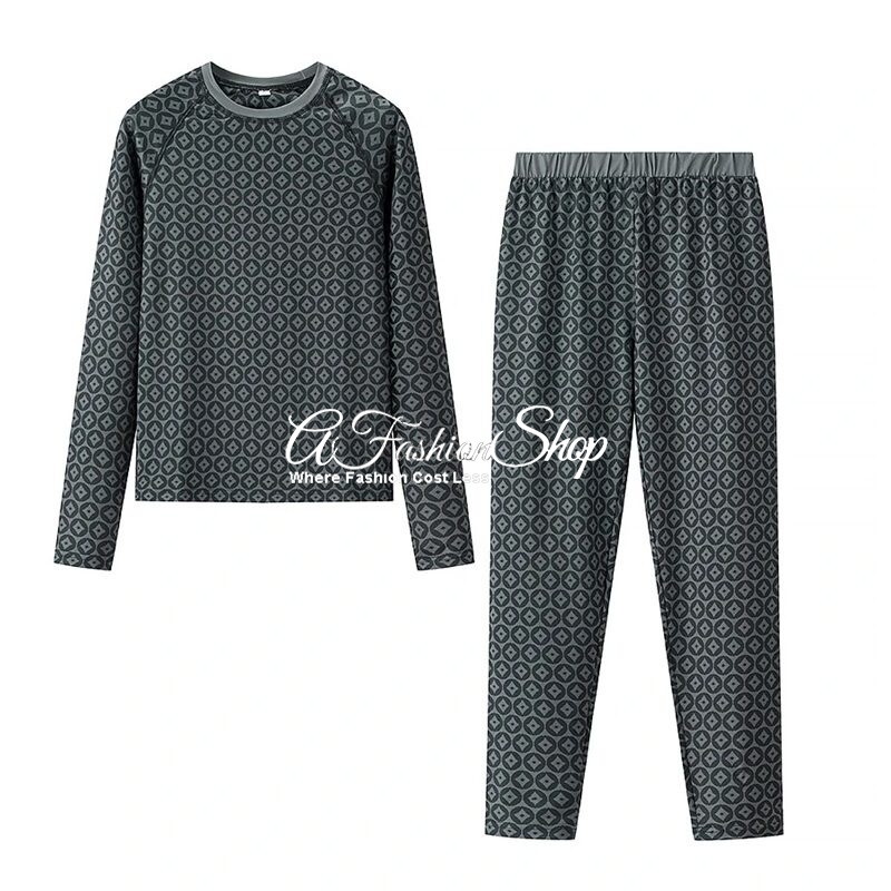 Two-Piece Pajamas Slim Fit Geometric Pattern