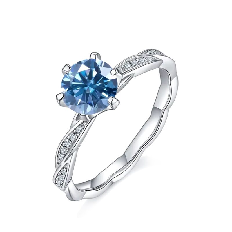 1.0Ct Blue Moissanite Solitaire Wedding Ring Stone