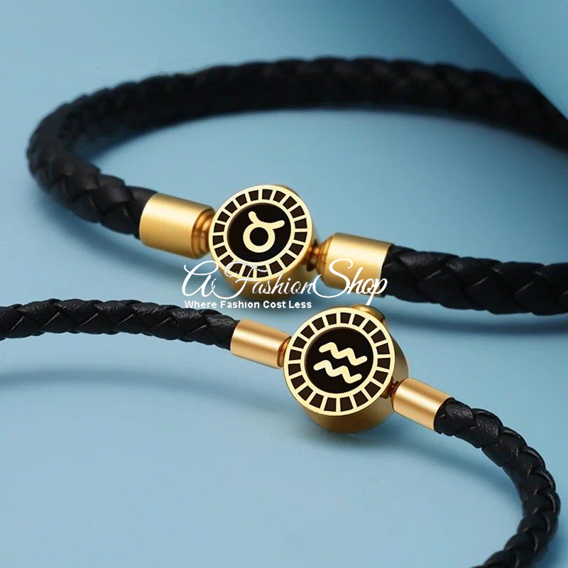 Zodiac Birth-Star Woven Rope Bracelet Color Black