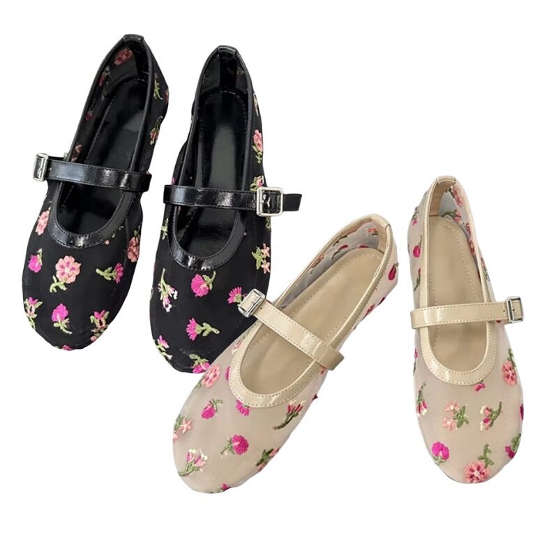 Enchanted Garden Mesh Sandals Floral Details