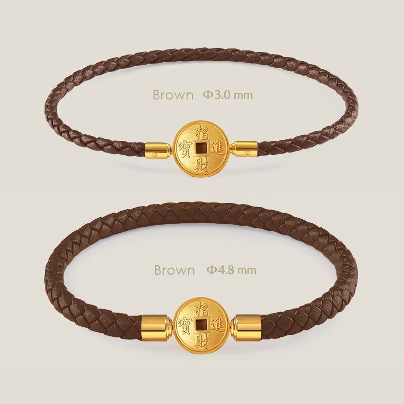 Hand-Woven Leather: Twisted Rope Wire Brown Bracelet