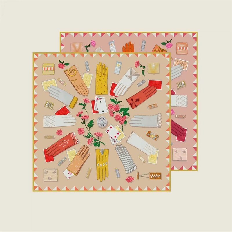 Roulette Jardin Silk Twill Scarf Pinky Peach