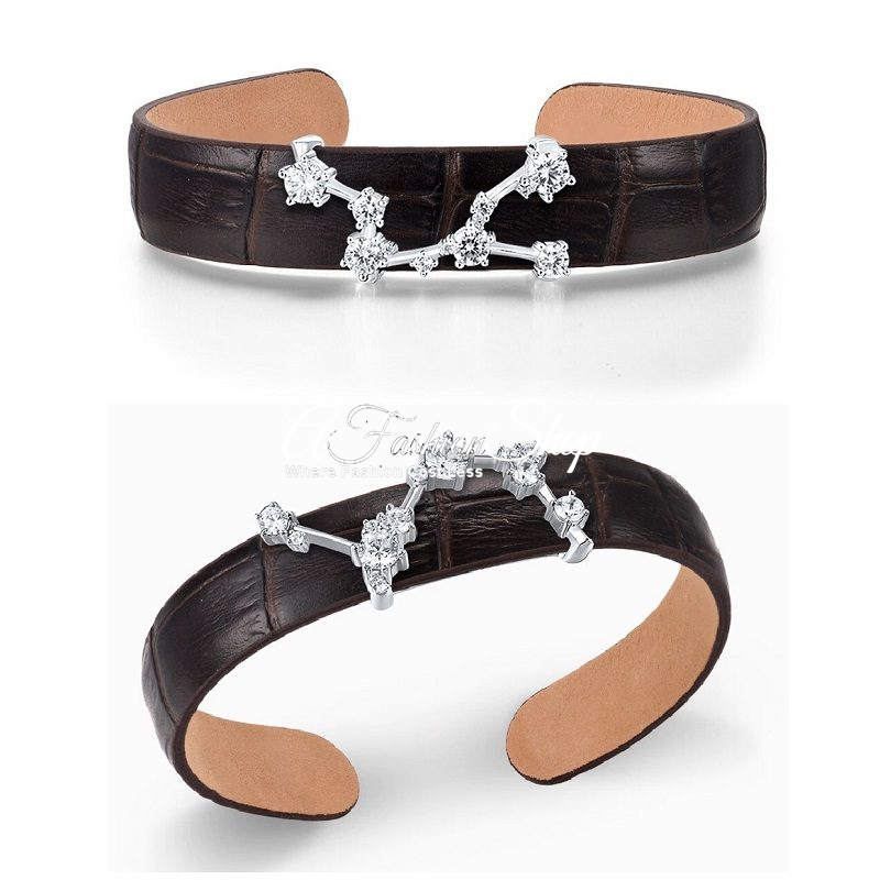 Virgo Star Leather Bangle Black/Brown