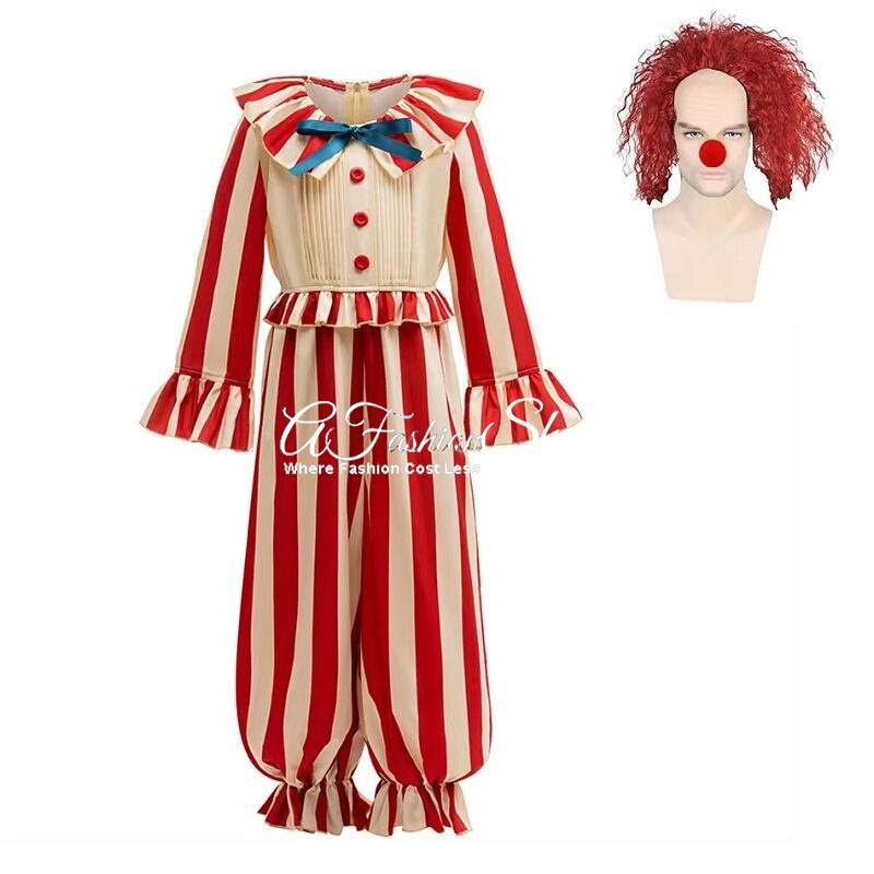 Scary Clown Halloween Costume with Wig Nose