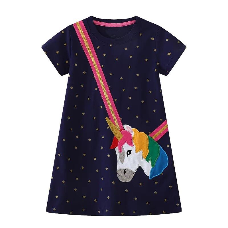 Golden Star Unicorn Short Sleeve Dress