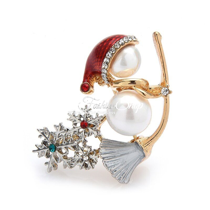 Christmas Brooch Santa With Broom