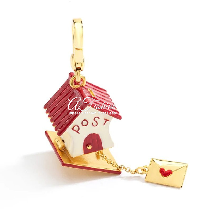 French Artisan Love Post Enamel Charm Necklace