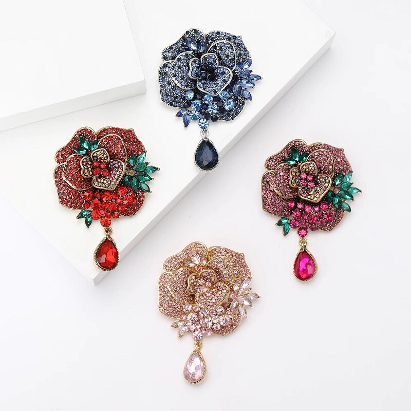 Blush Royale Crystal Bloom Colorful Brooch