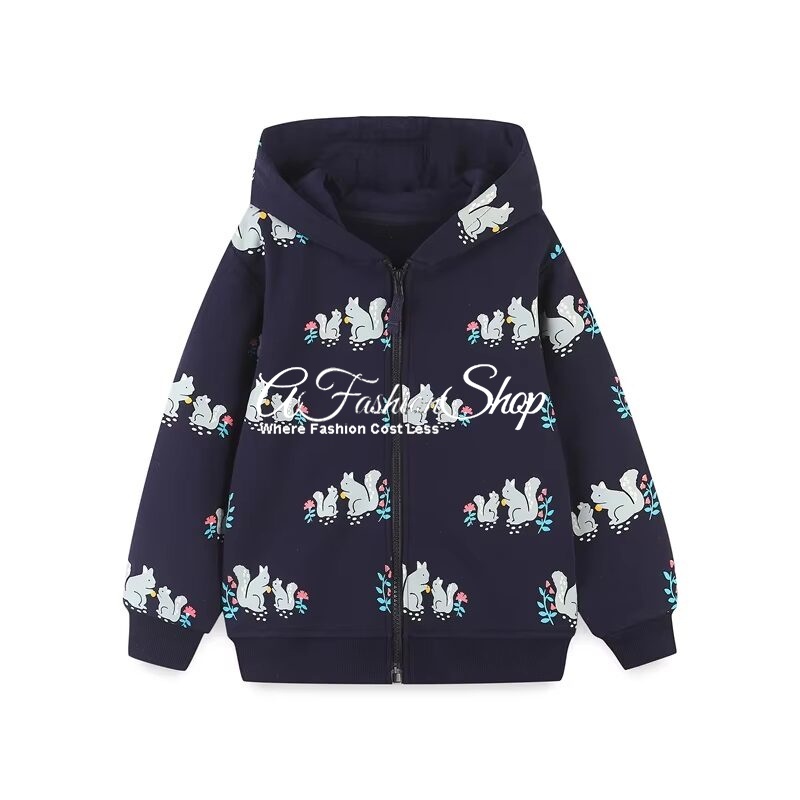 Kids’ Zip-up Hoodie Chipmunk Color Black