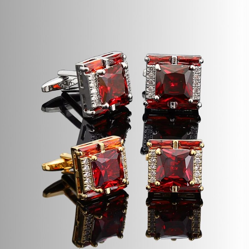 Executive Diamond-Accent French Cufflinks – Red