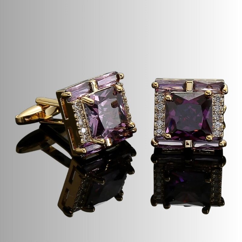 Gala Ready Diamond-Accent French Cufflinks – Purple