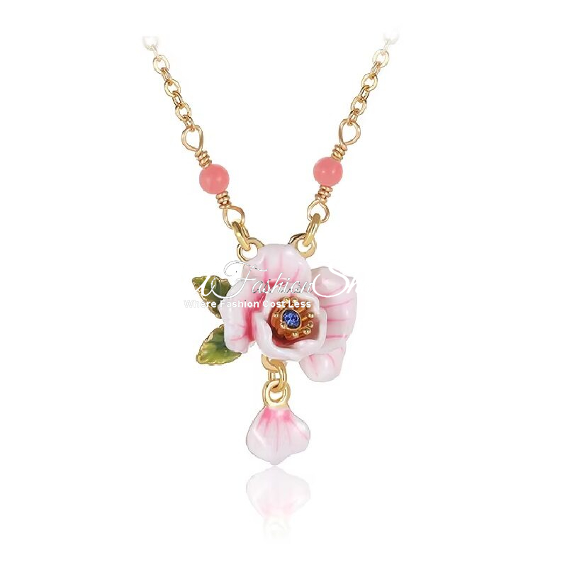 French Rose Petal 18K Gold Plated Necklace