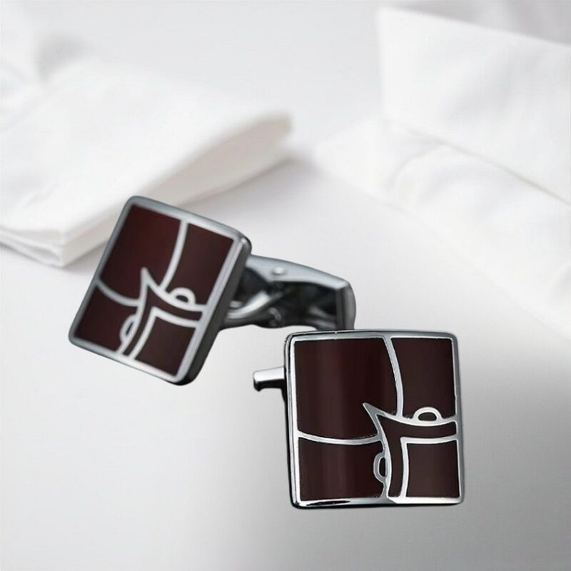 Wedding French Shirt Cufflink Red Silver Fox