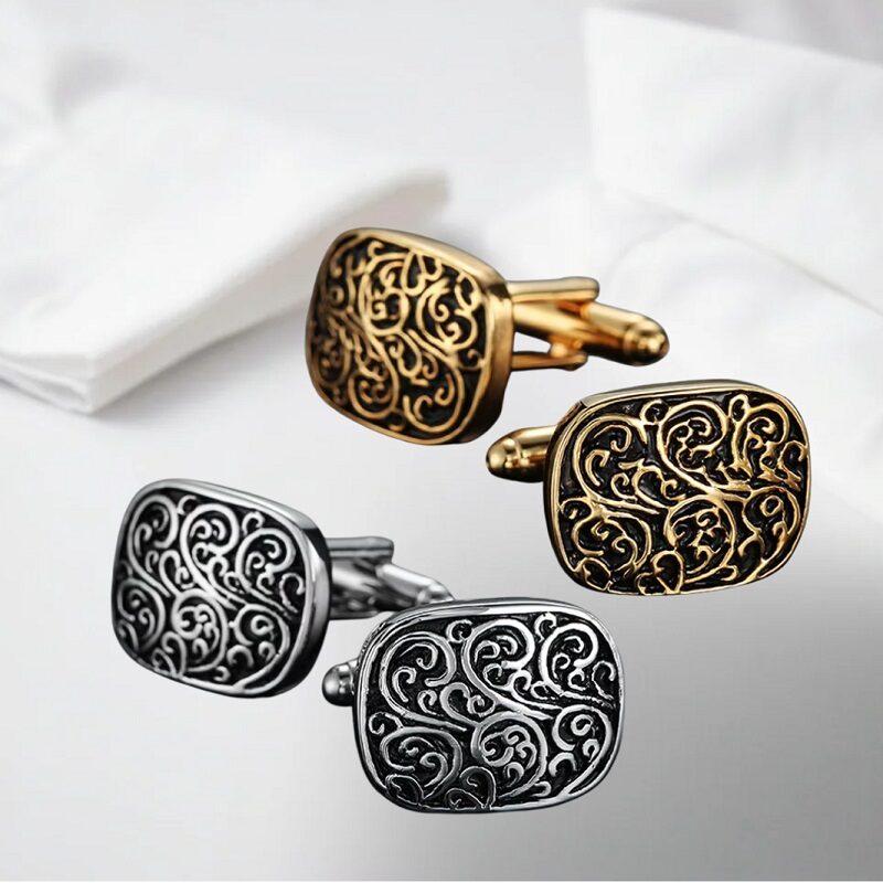Vintage Legacy Embossed Cufflinks Retro Pattern