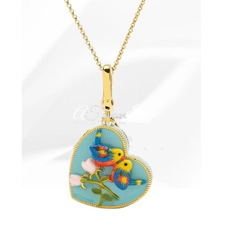 French Couture Lovebird Blue Charm w/Necklace
