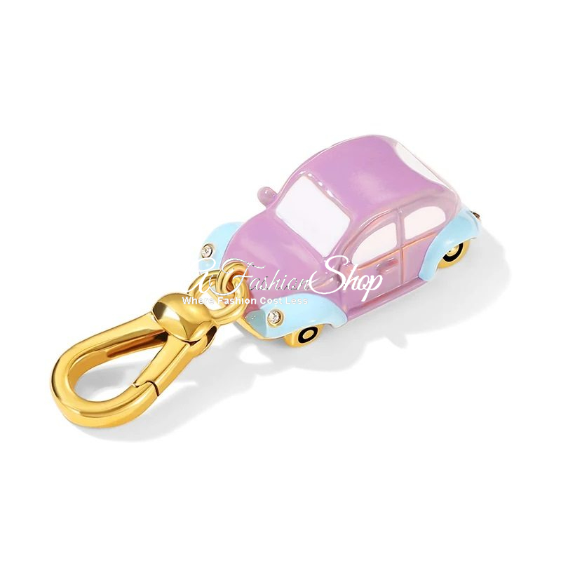 Parisian Petite Car Enamel Charm Necklace