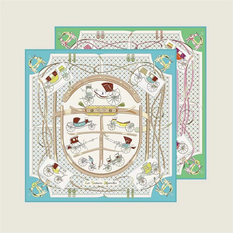 Artisan Series Horse Carriage Silk Blue Double Print