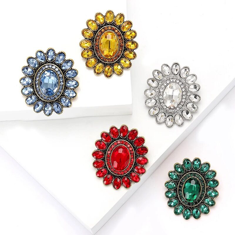 Radiant Crystal Sunflower Brooch