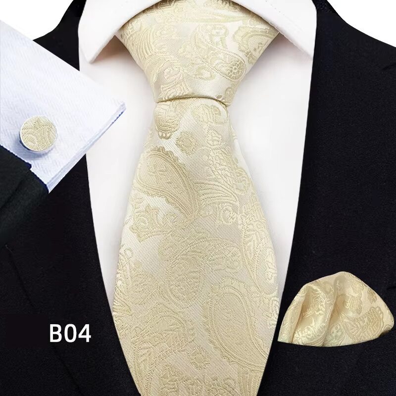 Wedding Elegance Paisley Necktie Ecru Set of 3