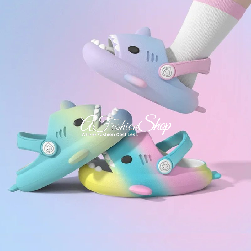 Rainbow Shark Slingback Beach Sandals (Kids/Boy)