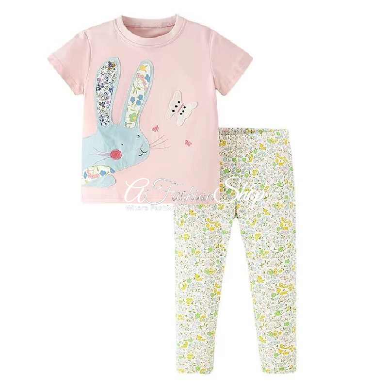 Girls’ Pant Set Printed Spring Bunny