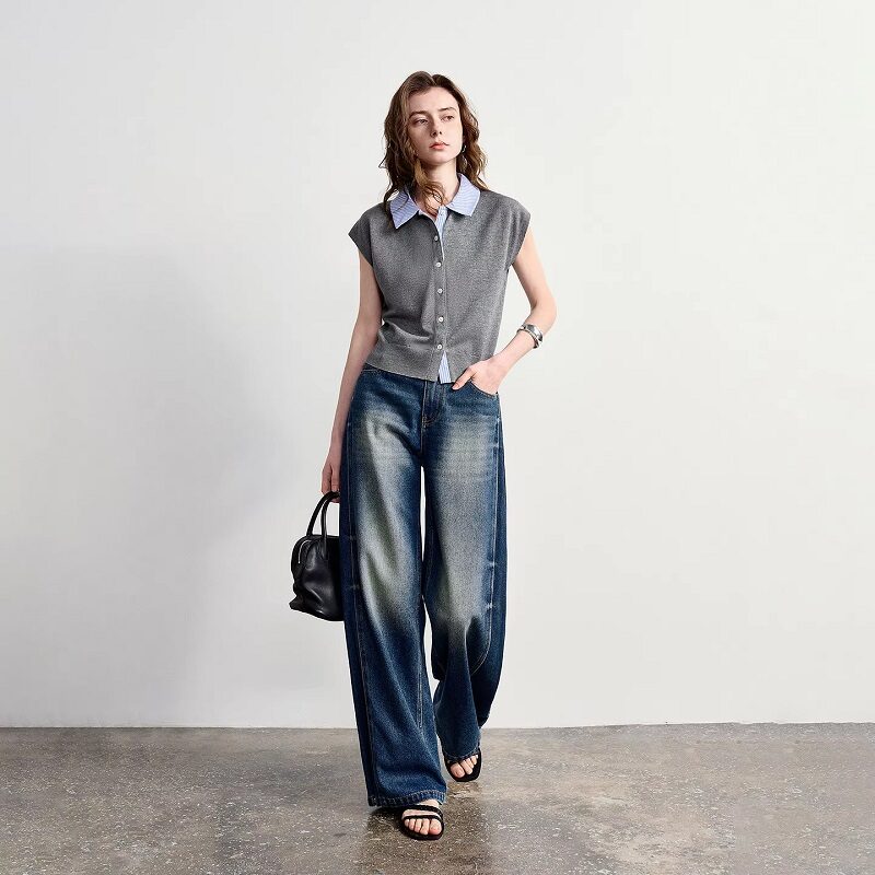 Parisian Layer Mock-Two-Piece Knit Blouse