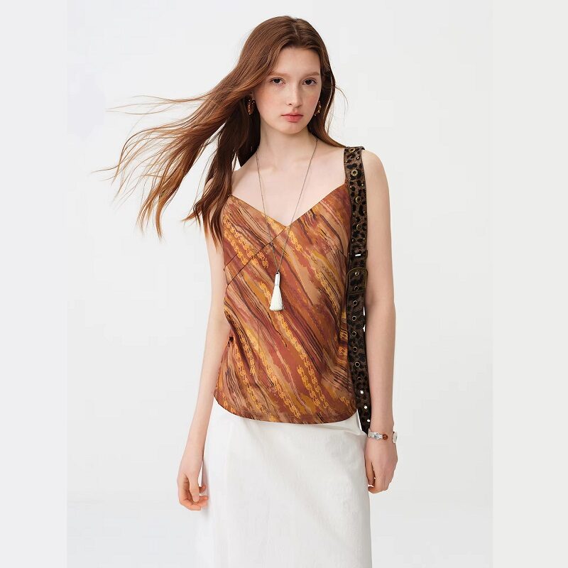 Signature Satin V-Neck Camisole Terracotta