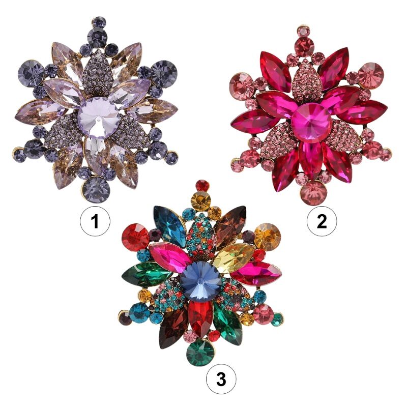 Starry Night Brooch Colorful Crystal
