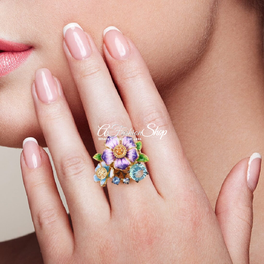 Vorkuta Blue Glass Floral Fashion | Ring Size 6
