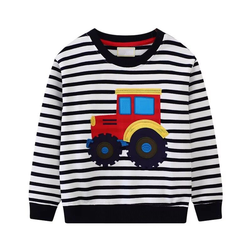 Nautical Stripe Tractor Patch Crewneck Fleece (Sizes 2T-7T)