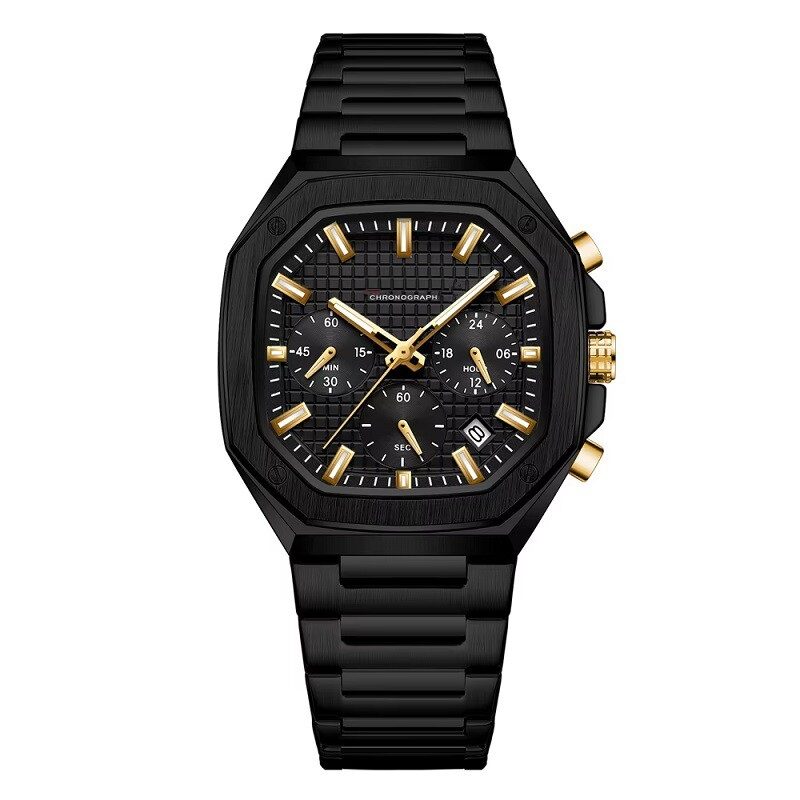 Monaco Edge Integrated Wristwatch Quartz Sports Chronograph Black