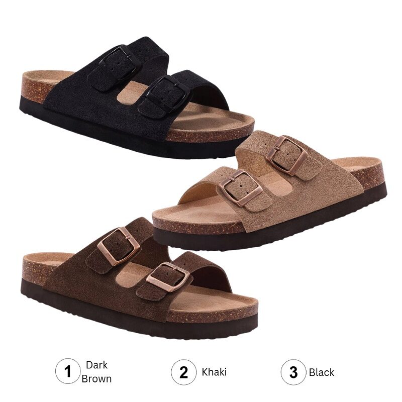 All-Day Comfort Leather Suede Casual Cork Sandals